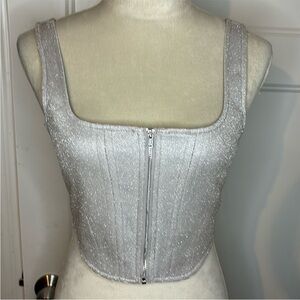 Wayf Shimmery Metallic Taupe Zip Skirt NORDSTROM